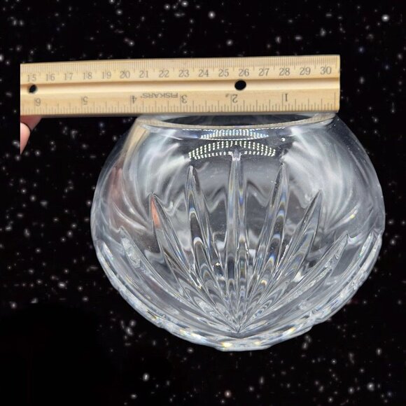 Wedgwood Clear Crystal Glass Rose Bowl Hand Made In England Decorated Marked 4”T - Picture 3 of 11